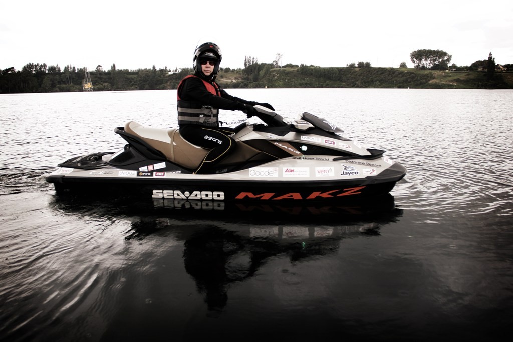 Jeremy Burfoot prepares for his 24-hour world record attempt on his Sea-Doo PWC © Dan Mickleson